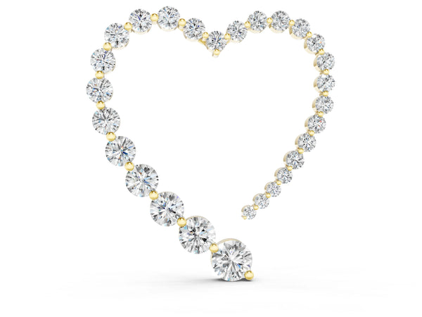Yellow gold Round Diamond Heart Pendant with Prong Setting