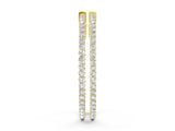 Yellow gold Round Diamond Hoop Earrings with Pave Setting and Shared Prong_8