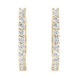 Yellow gold Round Diamond Hoop Earrings with Prong Setting 1