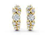 Yellow gold Round Diamond Hydrangea Bouquet Hoop Earrings with Diamond Accents_4