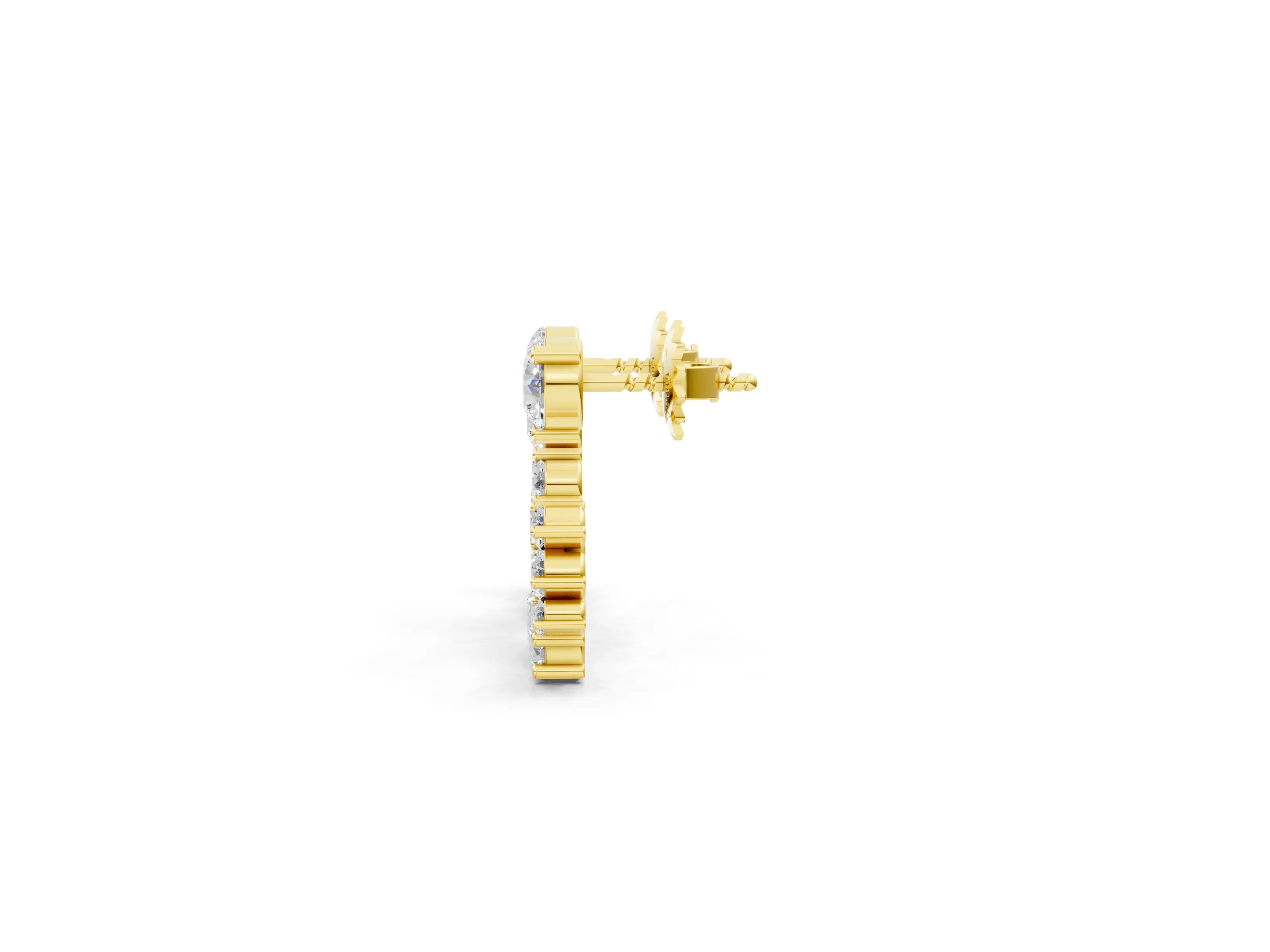 Yellow gold Round Diamond Hydrangea Bouquet Open Hoop Earrings_1
