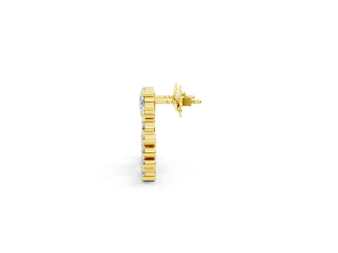 Yellow gold Round Diamond Hydrangea Bouquet Open Hoop Earrings_1