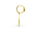 Yellow gold Round Diamond Initial A Huggie Hoop Earrings_1
