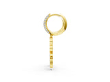 Yellow gold Round Diamond Initial B Huggie Hoop Earrings_1
