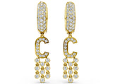 Yellow gold Round Diamond Initial C Huggie Hoop Earrings
