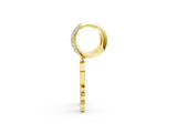 Yellow gold Round Diamond Initial D Huggie Hoop Earrings_1