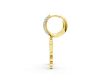 Yellow gold Round Diamond Initial F Huggie Hoop Earrings_1