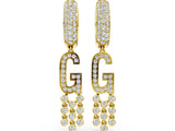 Yellow gold Round Diamond Initial G Huggie Hoop Earrings_4