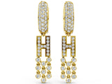 Yellow gold Round Diamond Initial H Huggie Hoop Earrings