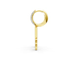 Yellow gold Round Diamond Initial H Huggie Hoop Earrings_1
