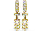 Yellow gold Round Diamond Initial I Huggie Hoop Earrings
