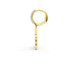Yellow gold Round Diamond Initial I Huggie Hoop Earrings_1