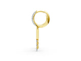 Yellow gold Round Diamond Initial J Huggie Hoop Earrings_1