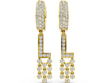 Yellow gold Round Diamond Initial L Huggie Hoop Earrings