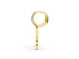 Yellow gold Round Diamond Initial M Huggie Hoop Earrings_1