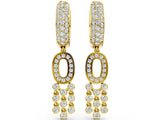Yellow gold Round Diamond Initial O Huggie Hoop Earrings