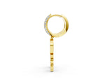 Yellow gold Round Diamond Initial O Huggie Hoop Earrings_1