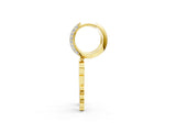 Yellow gold Round Diamond Initial P Huggie Hoop Earrings_1