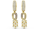 Yellow gold Round Diamond Initial Q Huggie Hoop Earrings