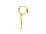 Yellow gold Round Diamond Initial R Huggie Hoop Earrings_1