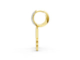 Yellow gold Round Diamond Initial T Huggie Hoop Earrings_5