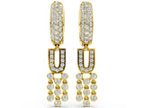 Yellow gold Round Diamond Initial U Huggie Hoop Earrings_4