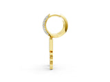 Yellow gold Round Diamond Initial U Huggie Hoop Earrings_5