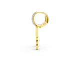 Yellow gold Round Diamond Initial V Huggie Hoop Earrings_1