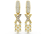 Yellow gold Round Diamond Initial X Huggie Hoop Earrings