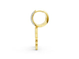 Yellow gold Round Diamond Initial Y Huggie Hoop Earrings_1