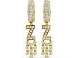 Yellow gold Round Diamond Initial Z Huggie Hoop Earrings