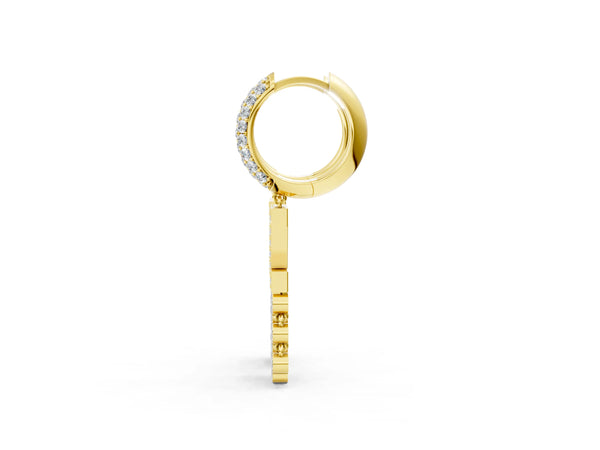 Yellow gold Round Diamond Initial Z Huggie Hoop Earrings