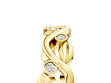 Yellow gold Round Diamond Leaf Eternity Band with Bezel Setting_139