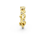Yellow gold Round Diamond Leaf Eternity Band with Bezel Setting_33