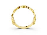 Yellow gold Round Diamond Leaf Eternity Band with Bezel Setting_34