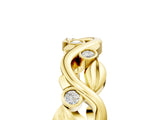 Yellow gold Round Diamond Leaf Eternity Band with Bezel Setting_42