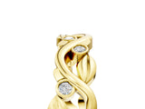 Yellow gold Round Diamond Leaf Eternity Band with Bezel Setting_43