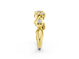 Yellow gold Round Diamond Leaf Motif Band with Prong Setting_6