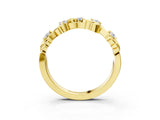 Yellow gold Round Diamond Leaf Motif Band with Prong Setting_7