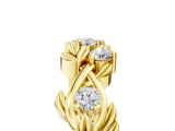Yellow gold Round Diamond Leaf Motif Band with Prong Setting_9