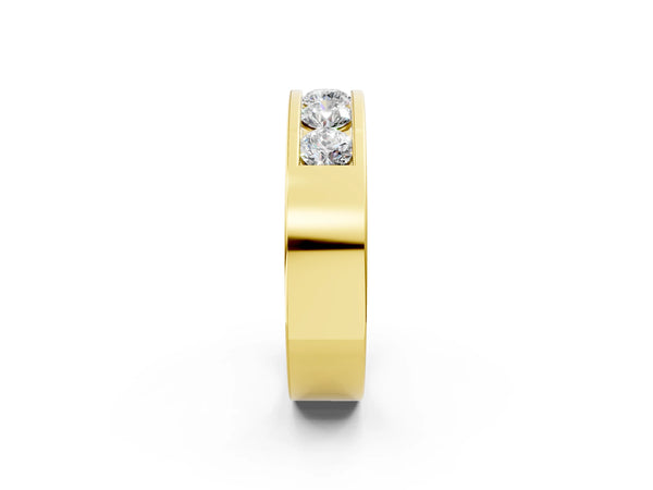 Yellow gold Round Diamond Linear Channel Mens Band