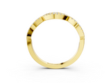 Yellow gold Round Diamond Marquise Halo Twist Band with Pavé Setting_26