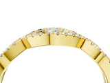 Yellow gold Round Diamond Marquise Halo Twist Band with Pavé Setting_27