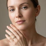 Yellow gold Round Diamond Marquise Halo Twist Band with Pavé Setting_40