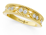 Yellow gold Round Diamond Marquise Milgrain Two-Tone Prong Set Band_1