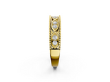 Yellow gold Round Diamond Marquise Milgrain Two-Tone Prong Set Band_2