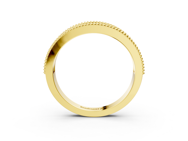 Yellow gold Round Diamond Marquise Milgrain Two-Tone Prong Set Band
