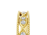 Yellow gold Round Diamond Marquise Milgrain Two-Tone Prong Set Band_5