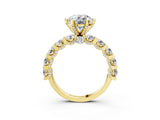 Yellow gold Round Diamond Mens Ring with Graduated Side Stones_3