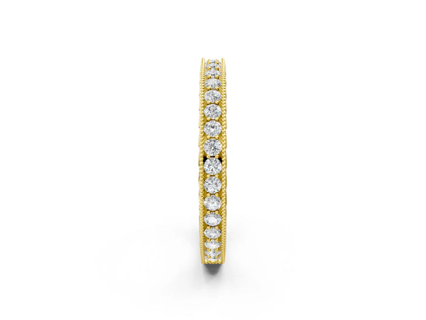 Yellow gold Round Diamond Milgrain Channel Set Eternity Band